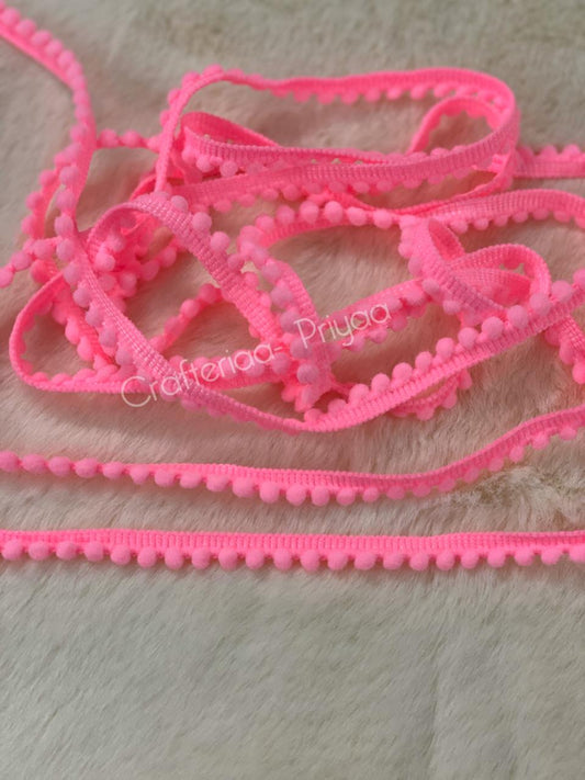 Pom Pom Lace- 2 mtr – Neon Pink
