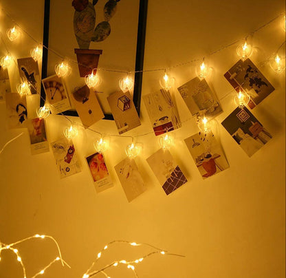 Photo Clip Lights for Decoration -1 Piece - 16 Clips- Heart