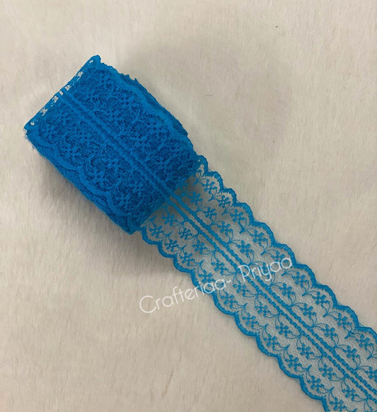 Net Lace- 1 roll-2 mtr-aqua-blue