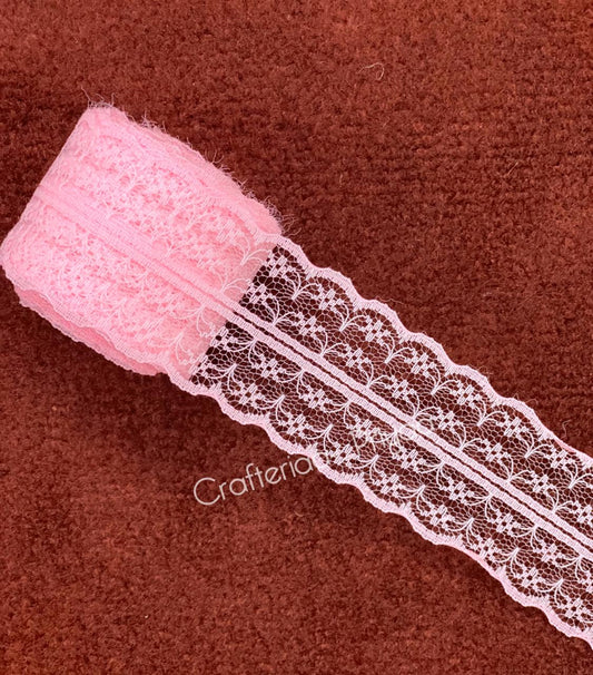 Net Lace- 1 roll-2 mtr- Baby-pink