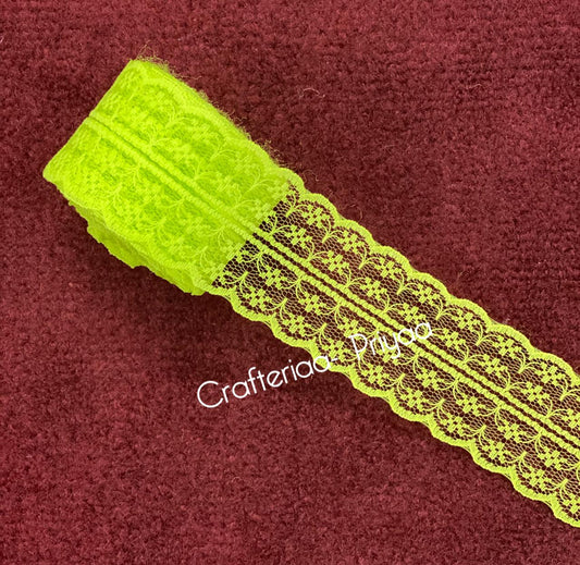 Net Lace- 1 roll-2 mtr- neon-green