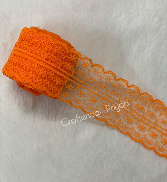 Net Lace- 1 roll-2 mtr- neon-orange