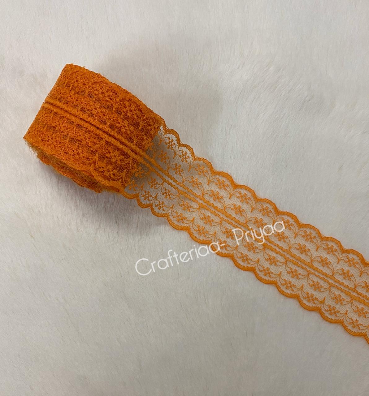 Net Lace- 1 roll-2 mtr- Dark orange