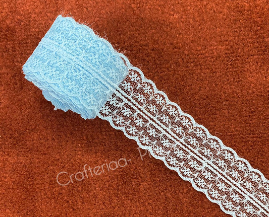 Net Lace- 1 roll-2 mtr- pastel-blue