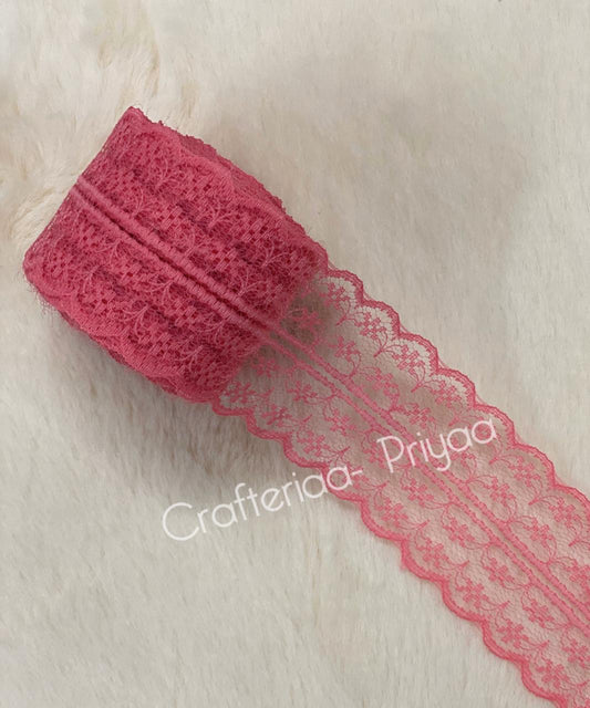 Net Lace- 1 roll-2 mtr- pink