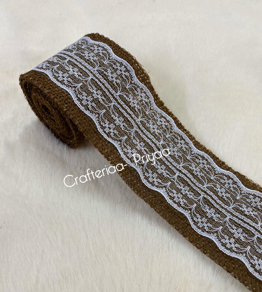 Jute and Net Lace- 1 roll- 2 mtr- Brown