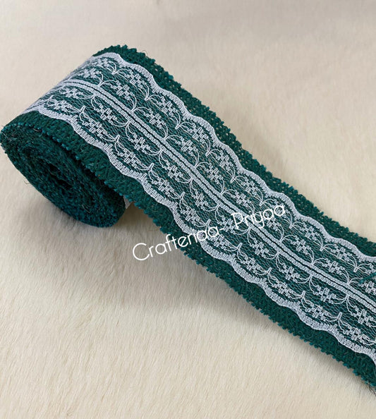 Jute and Net Lace- 1 roll- 2 mtr- Green