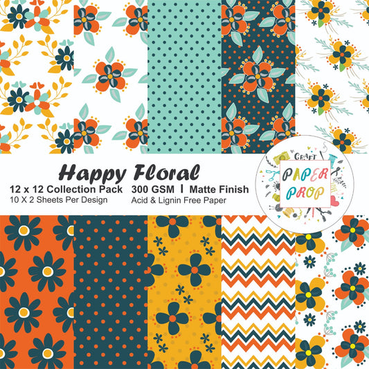 Happy Floral- 12 x12 inch- 20 Sheets