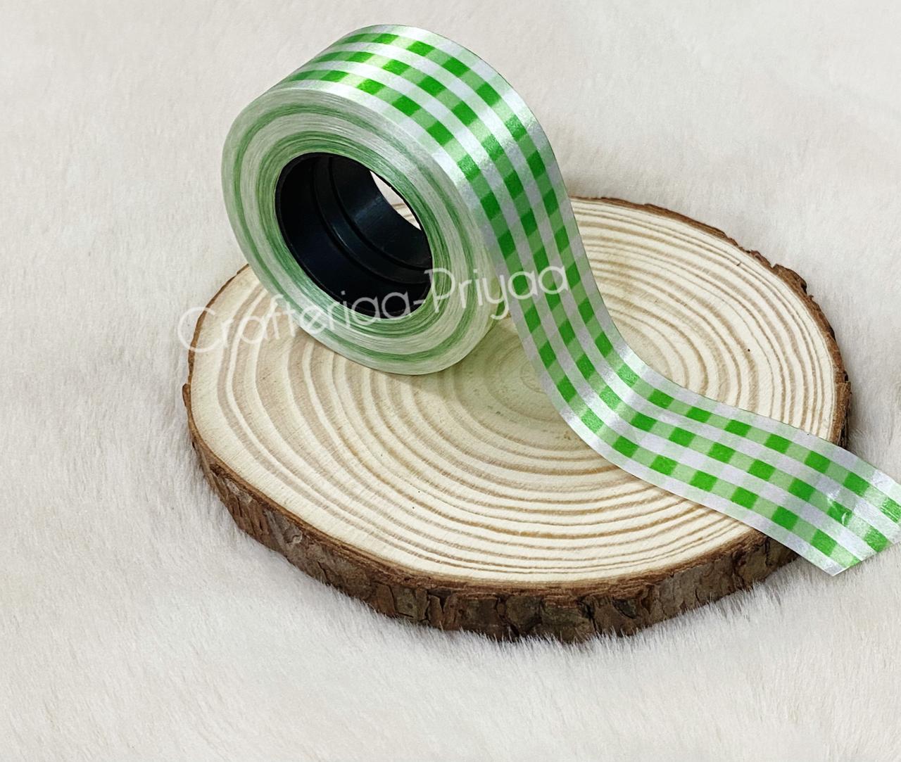 Printed Ribbon- Green- 14 metres approx