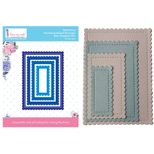 Stitched Scalloped Rectangle – Basic Designer Die