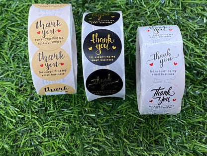 Thank you Sticker – 500 pieces – Black Foil- 1 Roll