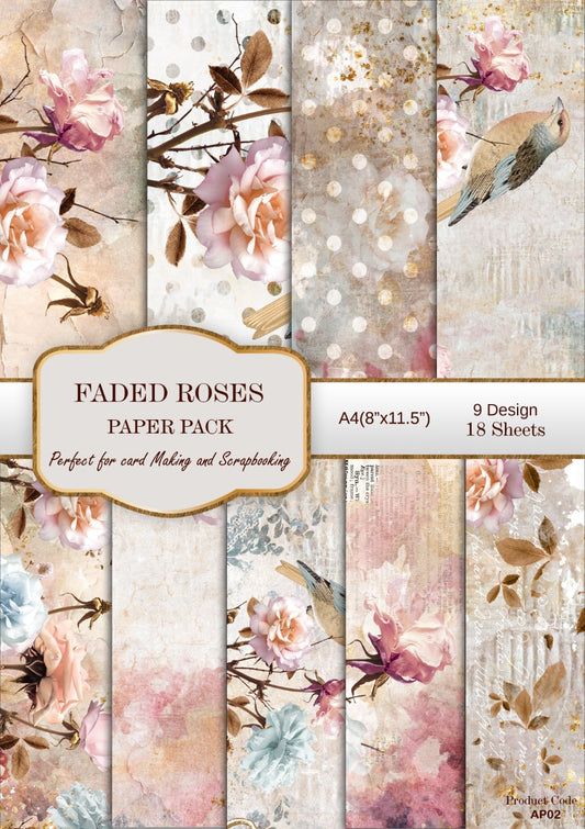 Faded Roses- A4- 18 Sheets