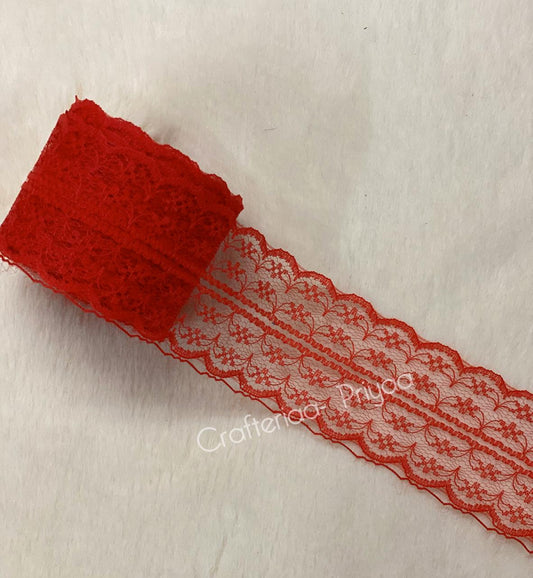 Net Lace- 1 roll-2 mtr- Red