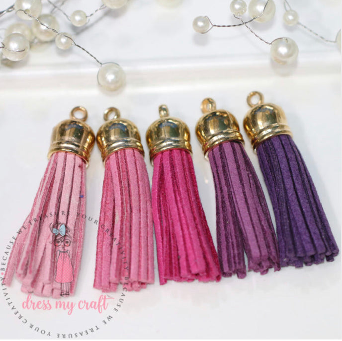 Medium Faux Leather Tassel – Pink Family