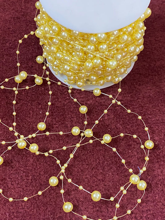 Beads/Pearl lace -1 mtr -color Yellow