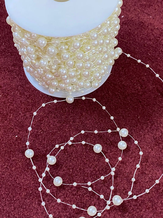 Beads/Pearl Lace -1 mtr -color Cream