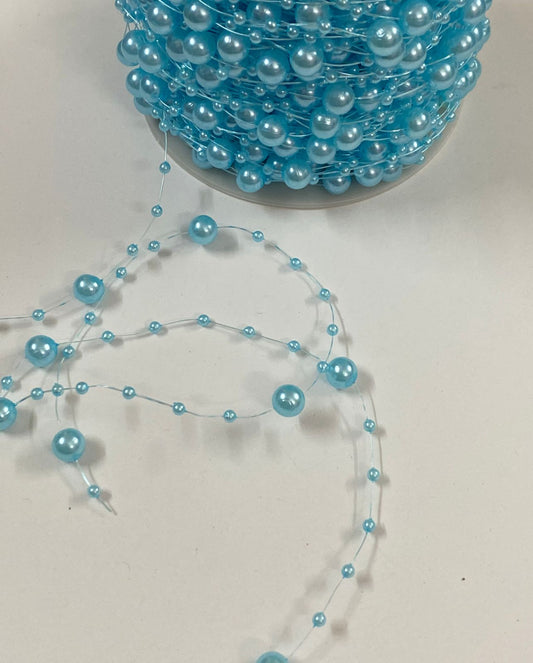 Beads/Pearl lace -1 mtr -color Blue