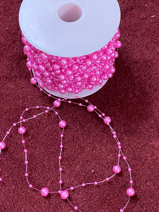 Bead/Pearl lace – 1 mtr color Dark pink