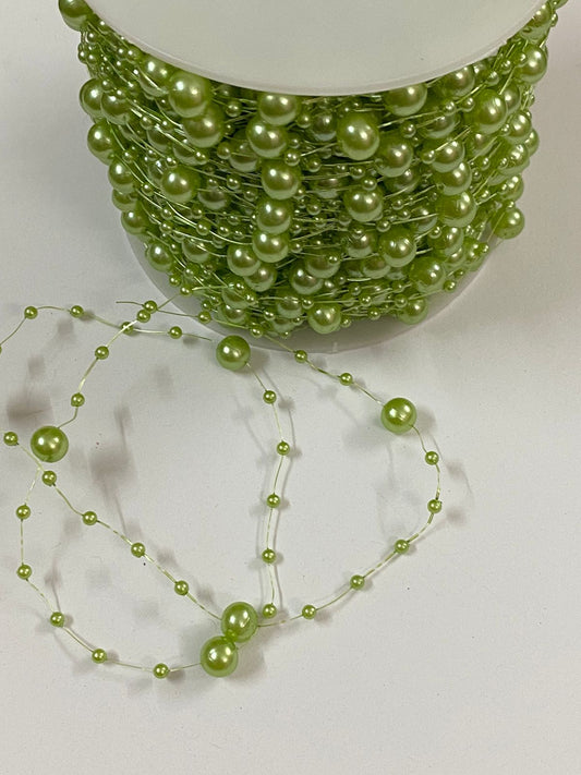 Bead/Pearl lace -1 mtr color Green