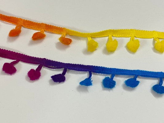 Pom Pom lace -1 mtr color : Multicolor