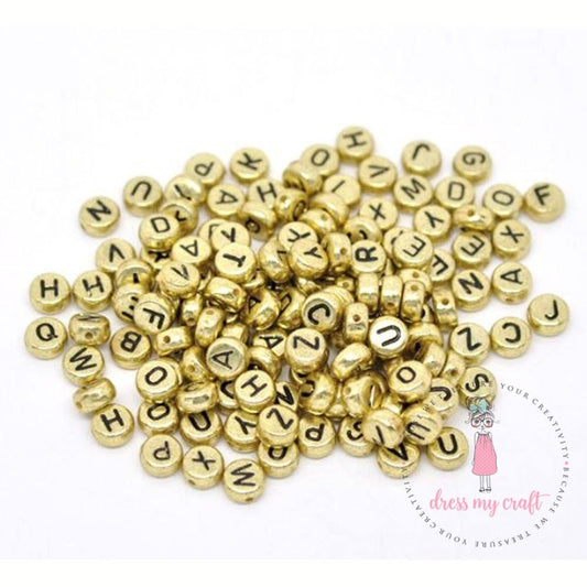 Golden Round Letter Beads