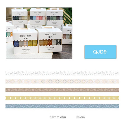 Washi Tape – Set of 5 tapes Design-QJD-9