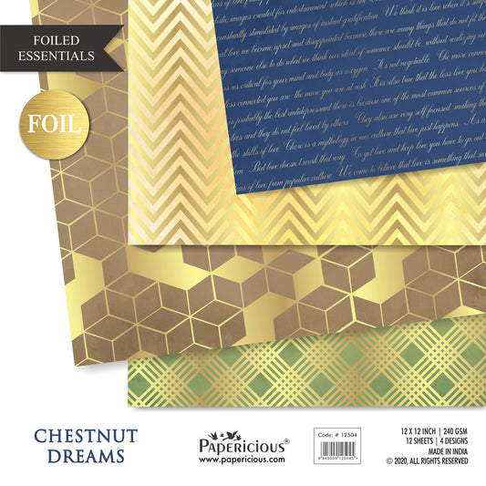 Papericious – Chestnut Dreams – Golden Foiled -12×12 inch / 12 sheets
