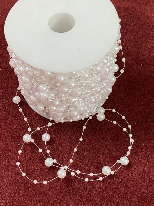Beads/Pearl Lace -1 mtr -color – white
