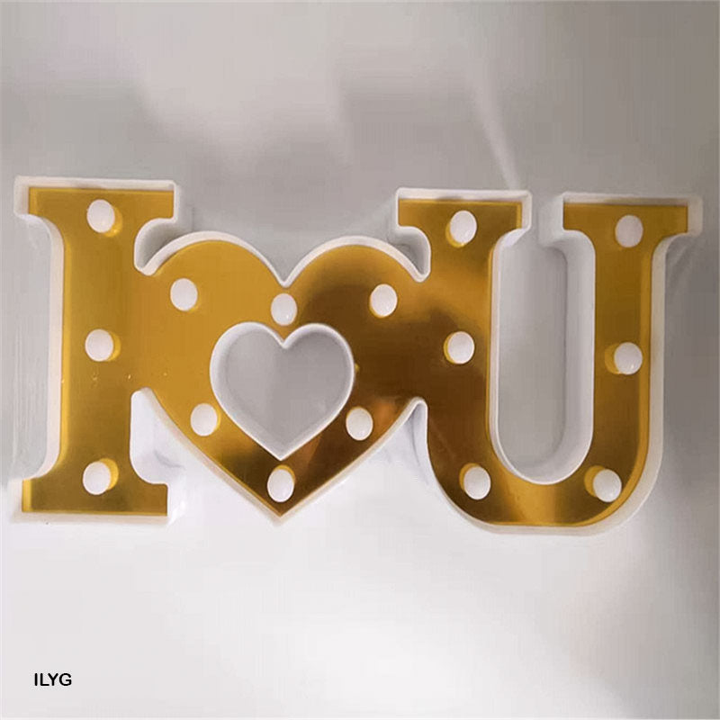 I Love U – Led Light Box – Gold