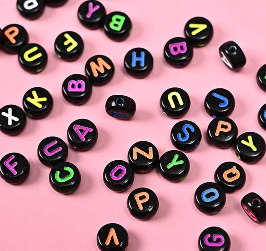 Alphabets Beads- 25 gm , Black – design -7