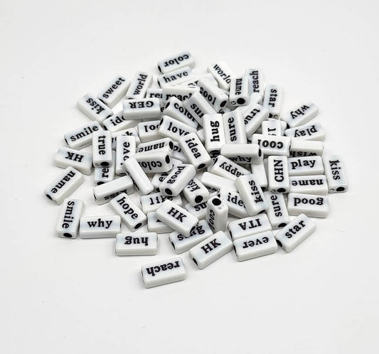 Message tiles Beads- 25 gm ,White – design -9