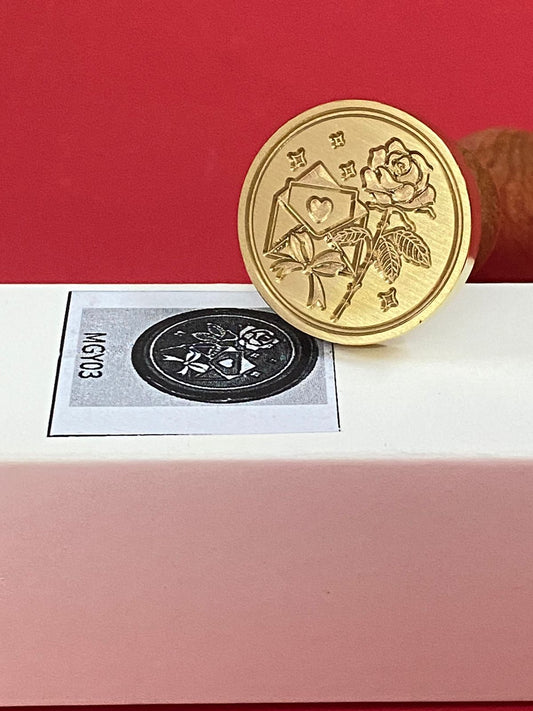 Wax Seal Stamp – LETTER WITH ROSE- Design no. -182