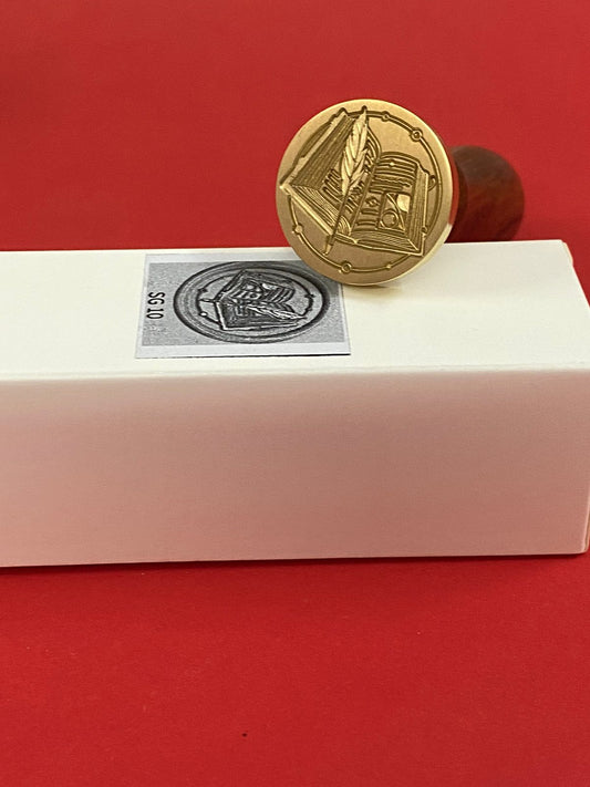 Wax Seal Stamp – BOOK WITH FEATHER – Design no. -187