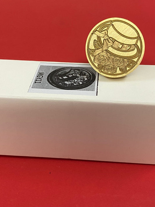 Wax Seal Stamp – HAT WITH ROSE- Design no. -202
