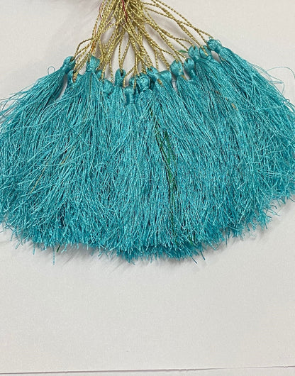 Thread Tassels – 10 Pieces – Aqua Blue