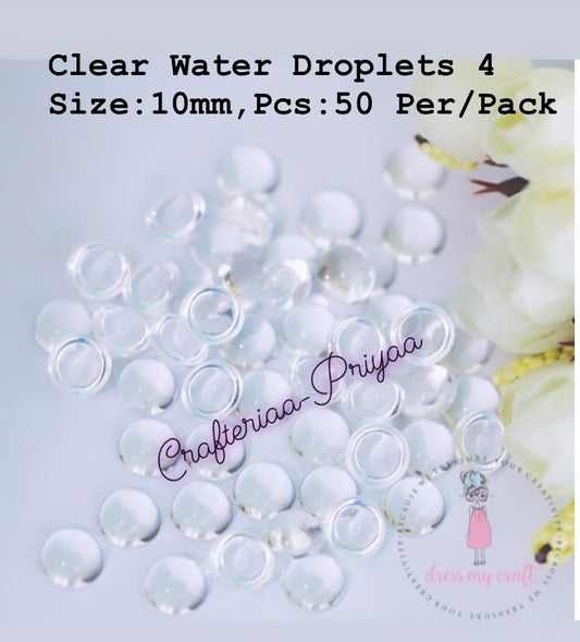 Clear Water Droplets 4- size: 10 mm