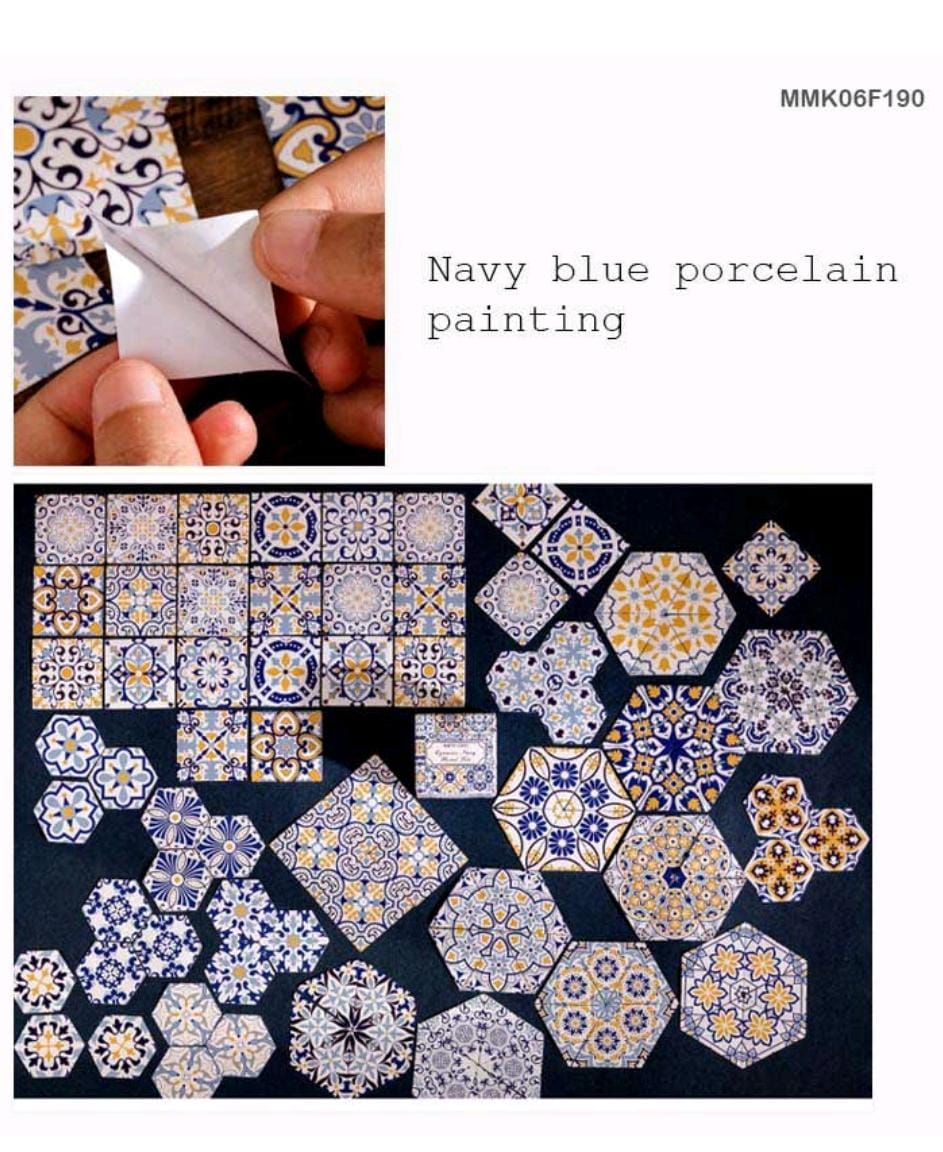 PAPER CUTOUT STICKER – CPJ387 – Navy Blue Porcelain Painting