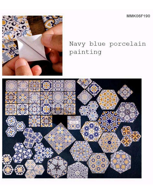 PAPER CUTOUT STICKER – CPJ387 – Navy Blue Porcelain Painting