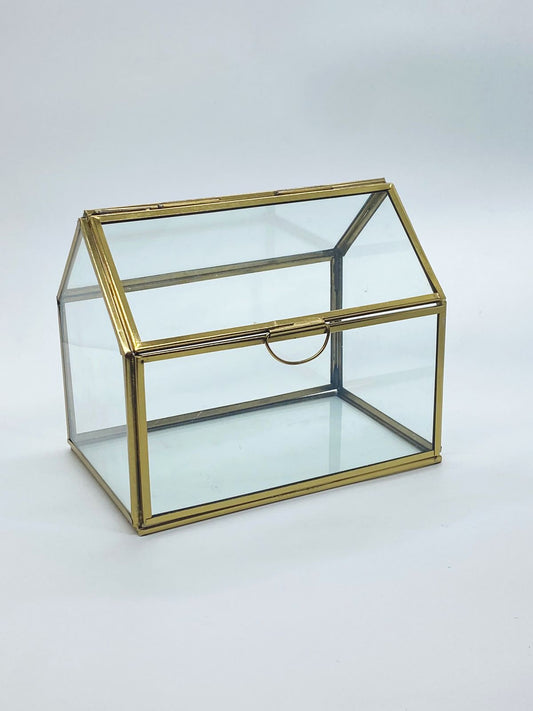 Vintage Glass Box -HUT – 6 x 4 inch – FREE SHIPPING