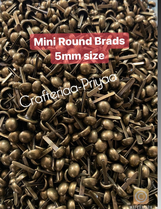 Mini Round Brads-.5 mm – 100 Pieces