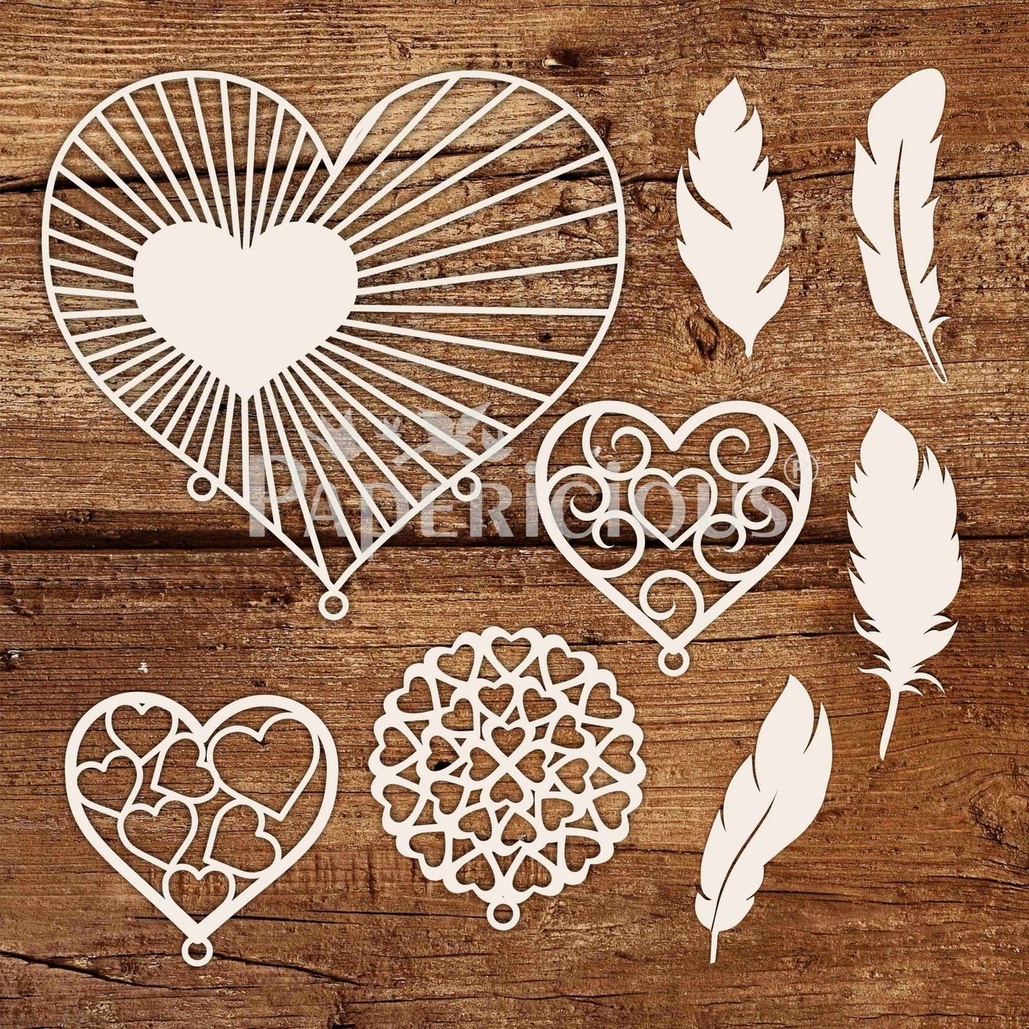 Heart Dream Catcher – 6×6 Inch Laser Cut Collage Chipboard (1.4mm)