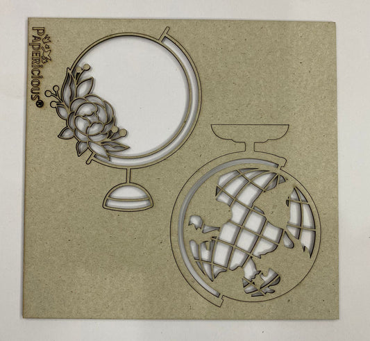 Globe – 6×6 Inch Laser Cut Collage Chipboard (1.4mm)
