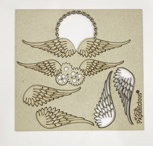 Wings – 6×6 Inch Laser Cut Collage Chipboard (1.4mm)