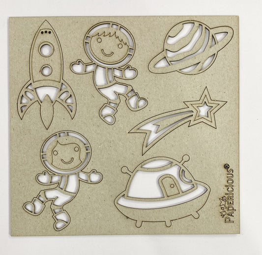 Space – 6×6 Inch Laser Cut Collage Chipboard (1.4mm)