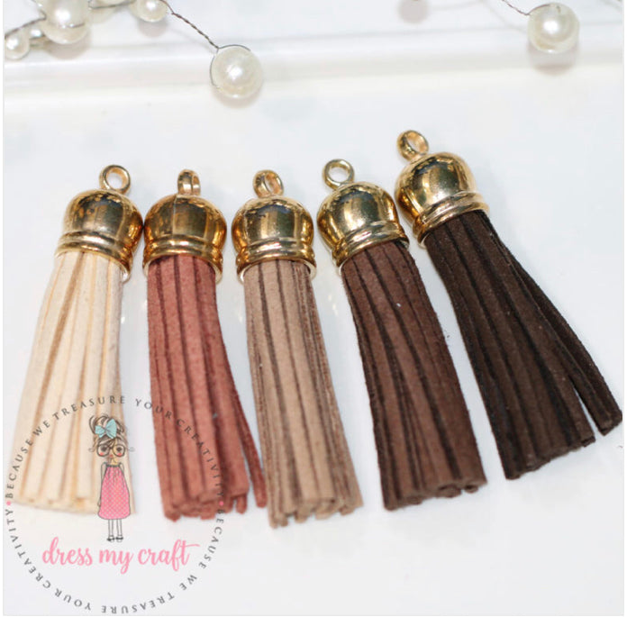 Medium Faux Leather Tassel – Earthy tones