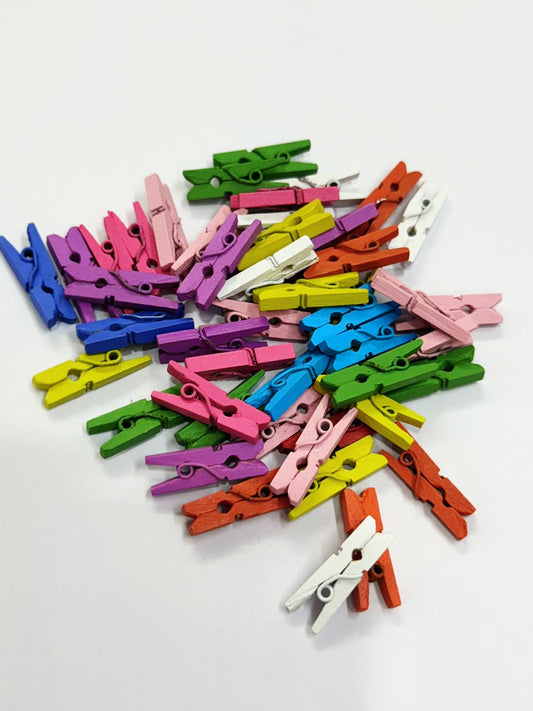 Wooden Clips – 2.5 Cm- 50  Pieces Multicolor