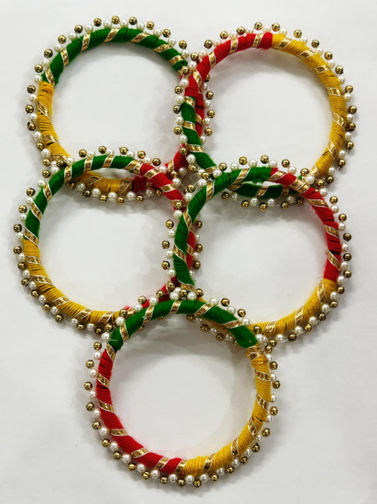 Gota patti Ring Multicolor 4 inch- 5 pieces