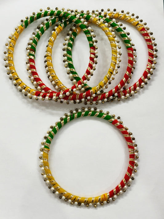 Gota patti Ring Multicolor 6 inch- 5 pieces