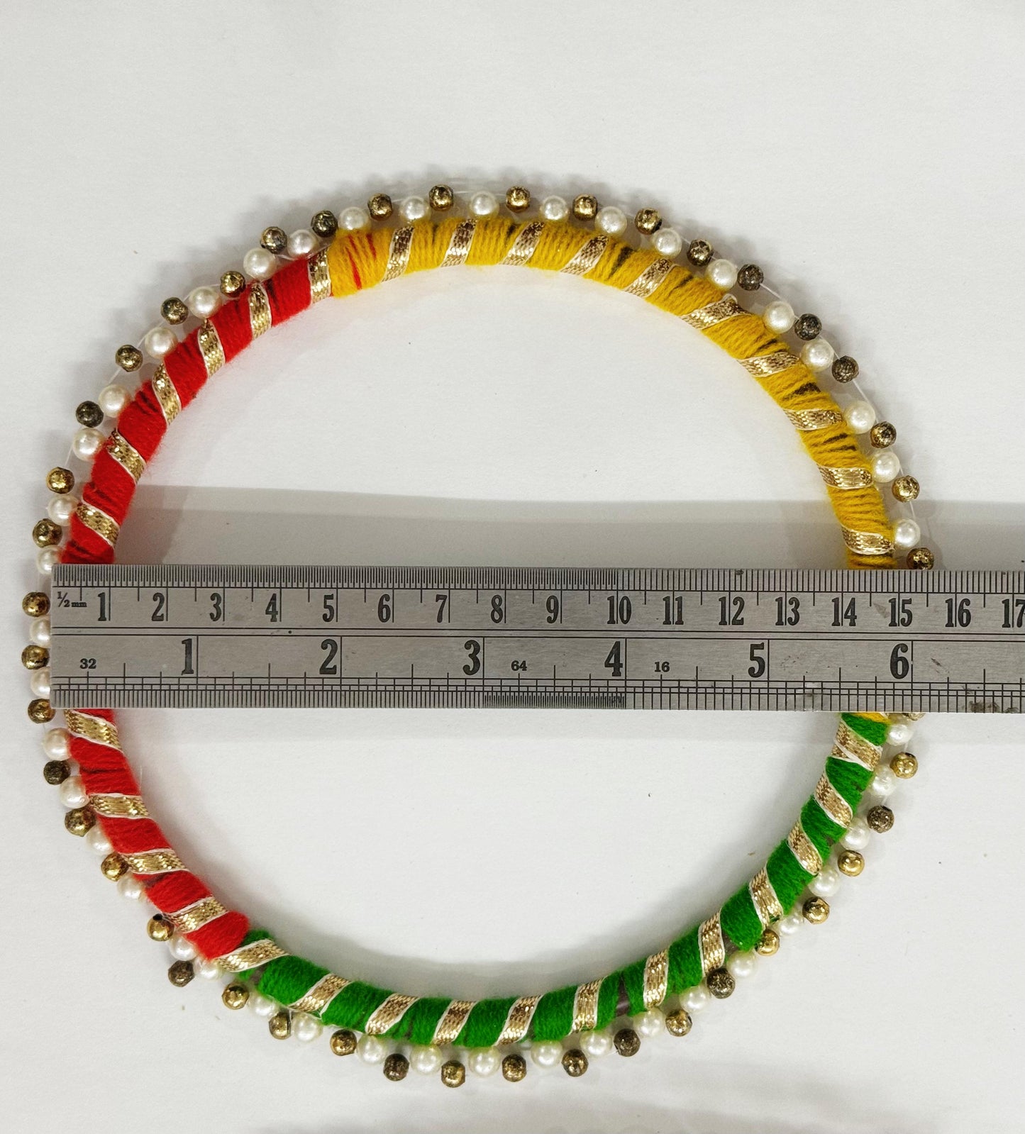 Gota patti Ring Multicolor 6 inch- 5 pieces