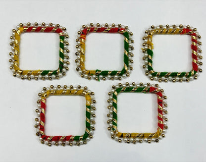 Gota patti Ring Multicolor 3 inch- 5 pieces